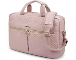 17 inch Laptop Tas Roze – Waterdichte Handtas & Schoudertas – Unisex Aktetas voor MacBook, HP, Dell, Asus, Huawei – PVC Laptop Sleeve met Rits