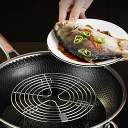 1 stuk - Rond stoomrek - Stoomrek van roestvrij staal - Stalen onderzetter - Keukenkoelrek - Draadstoomrekstandaard - Voedselstoomrek - Bakrek voor de airfryer - Stoomrek voor pannen - Geschikt voor grillen, koken en stomen (zilver) — thumbnail 3