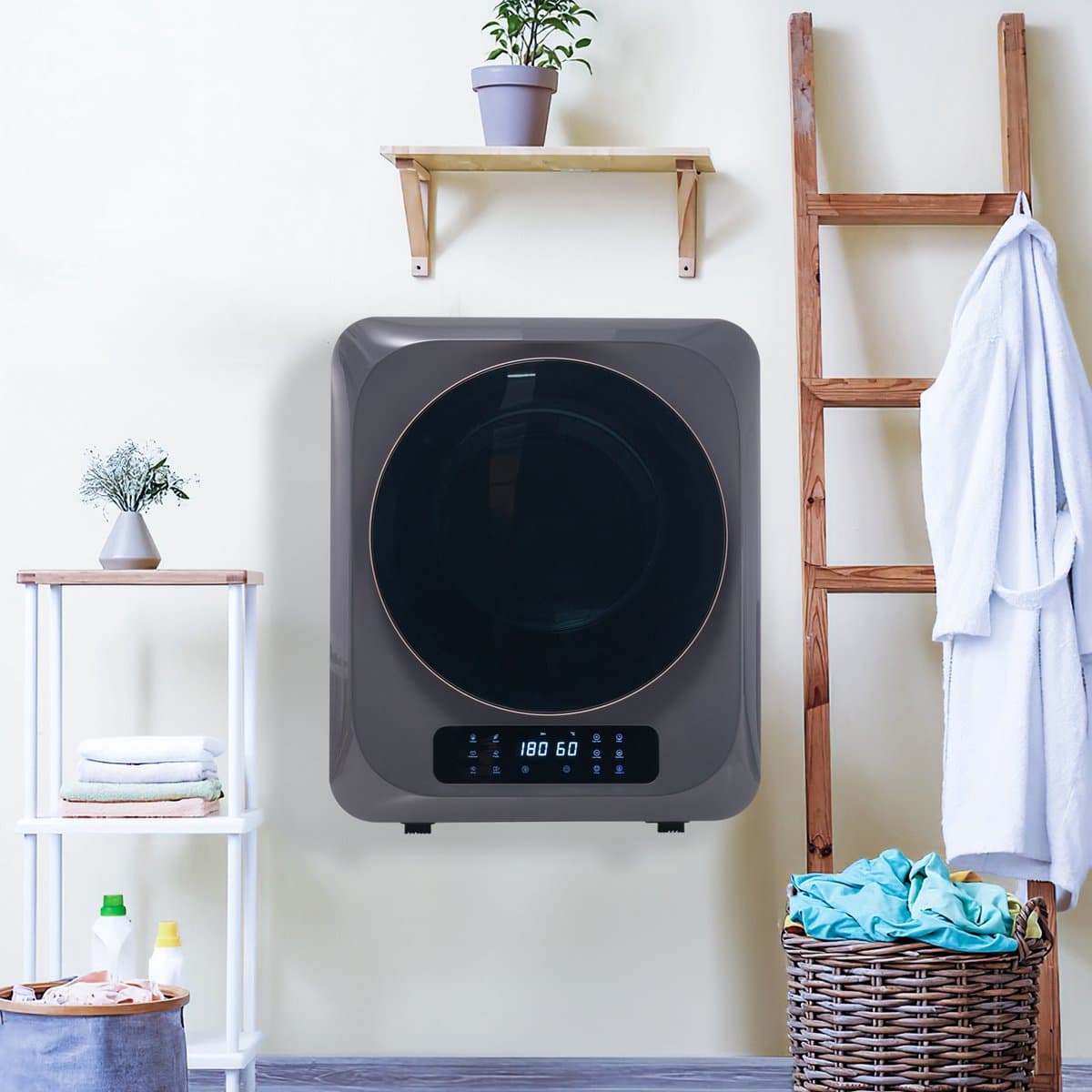Re-purelife® Compacte Wasdroger met UV-Desinfectie - 6 Programma's - 3-4 kg Capaciteit - Geschikt voor Opbouw of Opstelling - Stille Werking & Helder LED-Display - Grijs — afbeelding 1