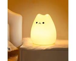 Nachtlampje voor kinderen/baby's, 7-kleurige kawaii kat, oplaadbaar led-nachtlampje, bedlamp met timerfunctie, siliconen, touchscreen cadeau voor meisjes