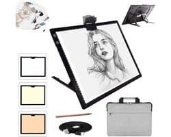 A3 Draagbare LED Light Pad met Standaard en Oplaadbare Batterij - Verstelbare Helderheid voor Tekenen, Schetsen en Diamant Schilderen