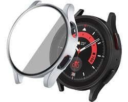 Screen protector - Geschikt voor Samsung Galaxy Watch 4 - 44 mm - Full Cover Hard Case / Beschermend Hoesje - Zilver