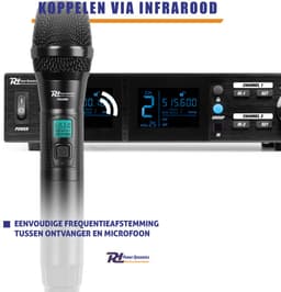 Power Dynamics PD522 microfoonsysteem met 2 draadloze UHF microfoons - 2x 100 kanalen - Met koffer — thumbnail 4