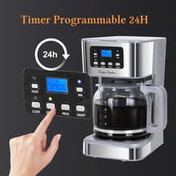Taylor Swoden Pewter - Koffiezetapparaat - Filterkoffie - 1.5L/ 12 Kopjes - met Glazen Kan - Instelbare Koffie Sterkte - 950W - RVS — thumbnail 3