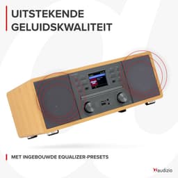 Internetradio - Audizio Avola alles-in-één radio met Bluetooth - DAB+/FM - CD speler - Bamboe — thumbnail 4