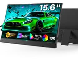 UPERFECT T05 15.6" FHD Portable Monitor 1080P IPS 60Hz Draagbaar monitor with stand with Dual USB-C/HDMI & Speakers, for Laptop/Switch/MacBook