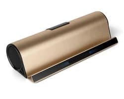 Telefoon-/tabletstandaard met basstereogeluid, draadloze Bluetooth-luidspreker van hoge kwaliteit, USB-oplaadfunctie - Goud