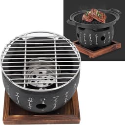 Mini Draagbare BBQ Grill - Ronde Japanse Stijl Houtskool Grill voor Tafelblad - Huishoudelijke Barbecue Kachel met Japanse Design (Luxe) — thumbnail 3