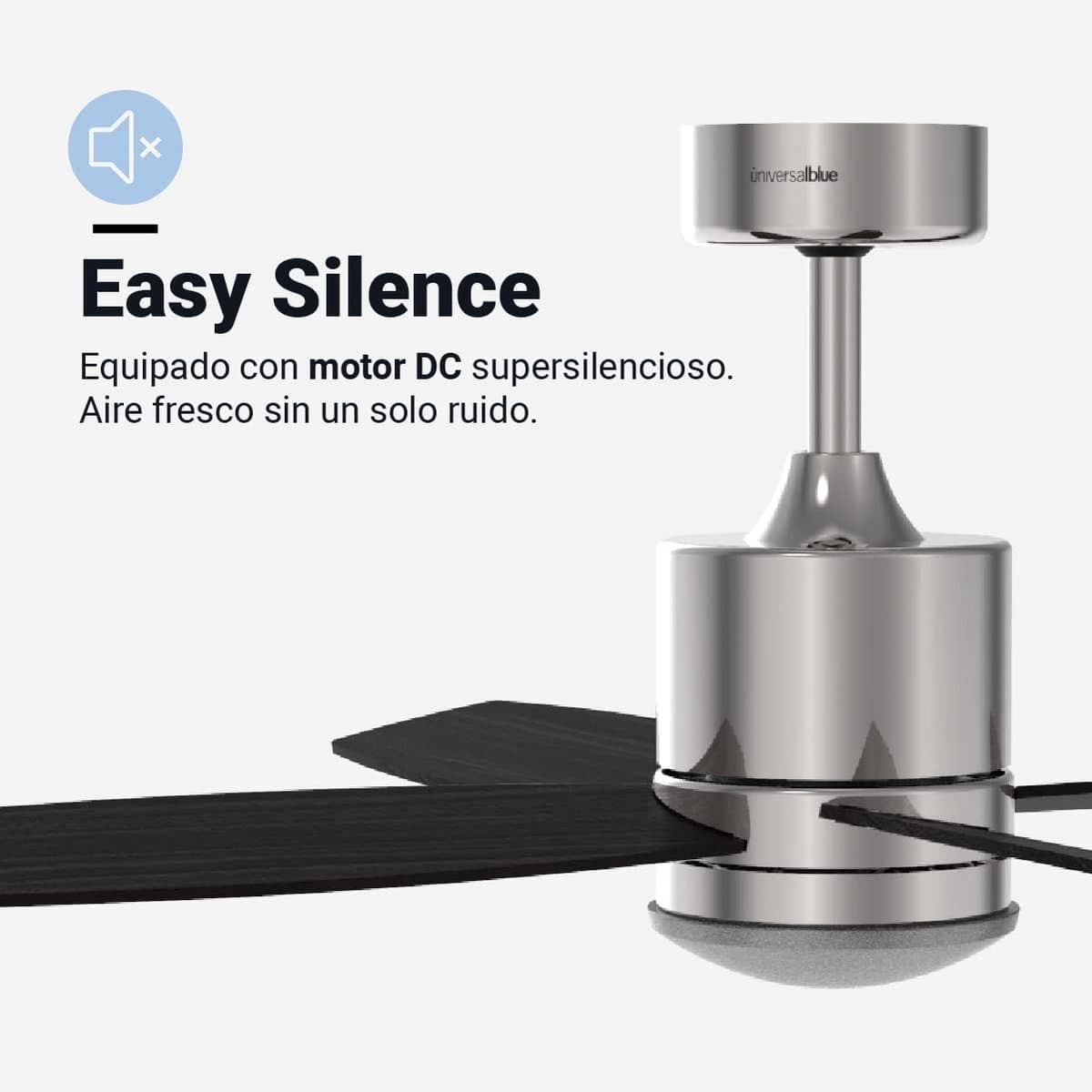 Stille Plafondventilator met LED Verlichting, Roestvrij Staal, 132 cm, Afstandsbediening en 6 Snelheden — afbeelding 1