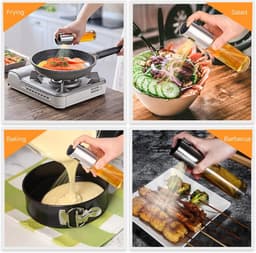 100 ml kookoliespray - gecontroleerde olieverneveling en gelijkmatig spuiten - oliespray voor airfryer - kruidenpotje voor salades en barbecue - 18 x 4 cm - voor bakken en barbecueën - zilverkleurig — thumbnail 4