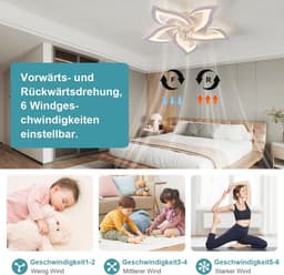 Dimbare Plafondventilator met Verlichting en Stille Motor voor Woonkamer en Slaapkamer — thumbnail 5