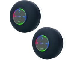 2 stuks badkamerluidsprekers - douche - Zuignap type - Mini - Draagbare draadloze luidsprekers - Compact volume - Bass stereo - Met LED-verlichting - Geschikt voor badkamer, feestjes, reizen, thuis