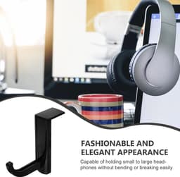 4 Stuks - Koptelefoonhouders - 8*2.5*7.6 cm - Headset Houder - Koptelefoon Haak - Koptelefoon Standaard - Headset Hanger - Zwart - Kunststof - Antislip - Zelfklevend - Koptelefoon Houder voor Bureau — thumbnail 4