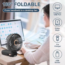 Draagbare mini-ventilator met LED-display en 5 snelheidsinstellingen - Oplaadbare nekventilator voor onderweg — thumbnail 1