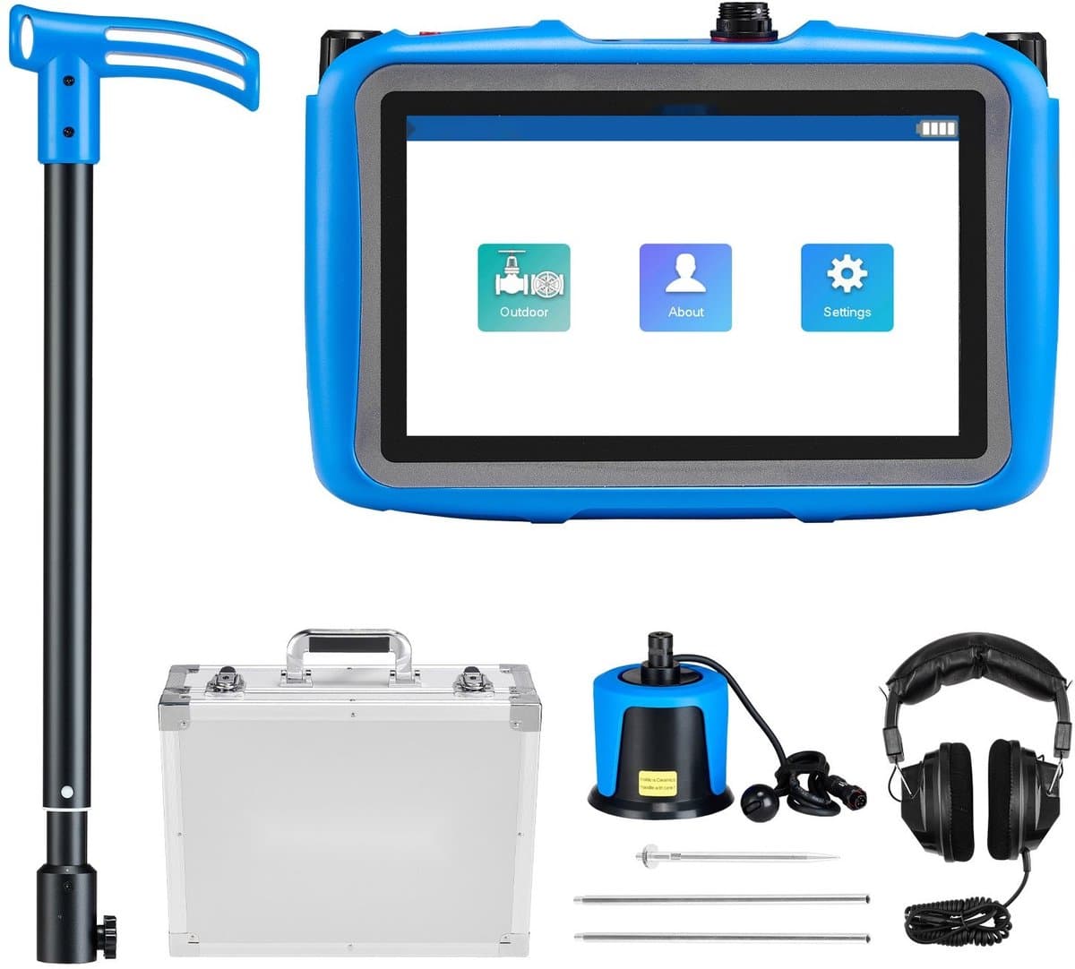 Waterlekdetector voor leidingen - Akoestische lekzoeker - Frequentiebereik 1–10.000 Hz - Touchscreen 17,8 cm - Ondergronds - Inclusief 3 luisterstangen - Koptelefoon - Draagtas — afbeelding 1