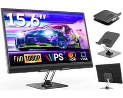 Draagbare monitor - Extern beeldscherm - Werk en entertainment - Verstelbare standaard - 156 inch - Zwart