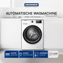 Heinner HWM-H9014INVA+++ Wasmachine 9 kg – 14 Programma’s Met Stoomfunctie & Voorwasprogramma – 1400 tpm – LED Display – Energieklasse A – Wit – 5 Jaar Garantie — thumbnail 6