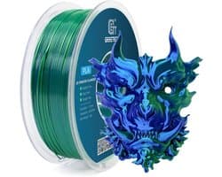 Dual Color Zijde Filament 1.75mm voor 3D Printers - Blauw & Groen - 1kg Spoel