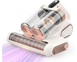 Matrasstofzuiger, draadloos ontwerp, 16 kPa zuigkracht, handstofzuiger, uitgerust met een 253,7 nm UV-C ultravioletlamp, HEPA-filter en ultrasone functie, draagbare stofzuiger, Geschikt voor bedden, banken, wiegjes, unisex, wit.
