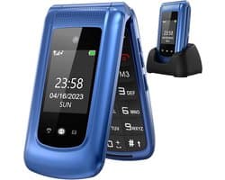 Simlockvrije Senioren Mobiele Telefoon Inklapbaar met Grote Toetsen en Laadstation