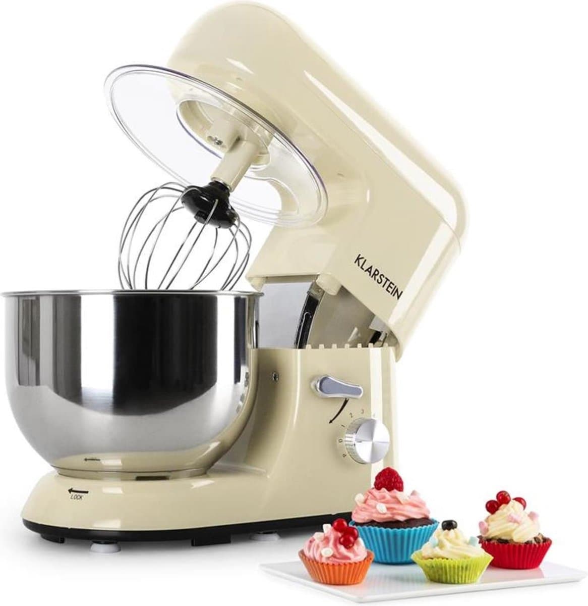 Klarstein keukenmachine, Knetmaschine met 5L kom, 1800W Profi keukenmachine met Knethaken en Schneebesen, Universal keukenmachine met 6 standen, Teigmaschine zum roeren, Kneten en Aufschlagen - Keukenmachine,2L - voor Keuken - Garde - RVS — afbeelding 1
