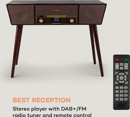 Auna Belle Epoque 1912 retro-Platenspeler - CD - BT - USB - DAB+/Ukw - Bruin - voor Vinyl - Bluetooth - Afstandsbediening - Turntable Vinyl Speler Draaitafel — thumbnail 5