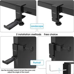 Headset Holder, Foldable Headphones Stand Made of Aluminium Universal Headphone Holder with Cable Organiser Headphone Stand for All Gaming Headset and Bluetooth Headphones (Black) — thumbnail 3
