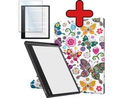 Hoes Geschikt voor Kobo Elipsa 2E - Met Screenprotector - Luxe E-reader Trifold Case - Bescherm Hoesje Book Cover - Vlinders
