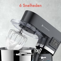 KitchenBrothers Keukenrobot - Keukenmachine - Touch Display en Timer - BPA-vrij - 6,2L - Keukenmixer - 1400W - Antraciet — thumbnail 3