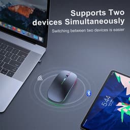 Matte Zwart Draadloze oplaadbare RGB muis- geluidloze klik - Voor Pc Ipad Laptop Mobiele Telefoon_ergonomisch - bluetooth - soft-touch muis - Matte Zwart - RGB LED light — thumbnail 4