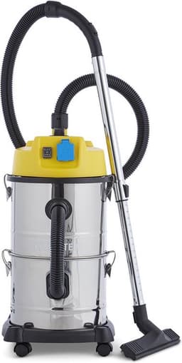 Klarstein Reinraum Industriesauger, Nasssauger, Aschesauger, Trockensauger, 1800 Watt, Auffangfilter, Gebläsefunktion, 30 Liter Edelstahl Behälter, integrierte Steckdose, silber gelb – geschikt voor thuisfitness en sportschoolgebruik, duurzame constr — thumbnail 3