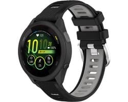 Strap-it Sport siliconen smartwatch bandje 20mm - geschikt voor Garmin Venu / Venu SQ / SQ 2 / Venu 2 Plus / Vivoactive 3 / Vivoactive 5 / Vivomove (HR - Style - Luxe - Sport) / Forerunner 245 / 570 - 42mm / 645 / 55 /165 - zwart/grijs