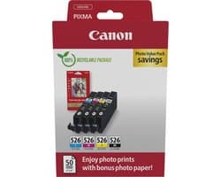 Canon Inktcartridge CLI-526 BK/C/M/Y Photo Value Pack Origineel Combipack Zwart, Cyaan, Magenta, Geel 4540B019