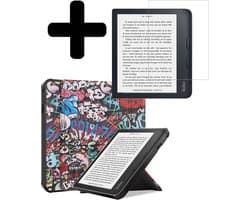 Hoes Geschikt voor Kobo Libra 2 - E-reader Bescherm Hoesje Case Sleep Cover Trifold Met Screenprotector - Hoes Geschikt voor Kobo Libra 2 Hoesje - Graffity