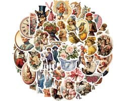 Vintage Poezie Album Stickers - 50 Victoriaanse Stijl stickers - Voor Journal, Scrapbooking, Laptop, Agenda etc.