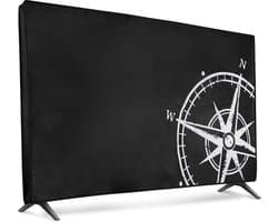 kwmobile tv hoes voor 32" TV cover - Beschermhoes voor televisie - Voor binnengebruik - Vintage Kompas design in wit / zwart
