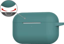 Hoesje - Geschikt voor Apple AirPods Pro 2 - met Clip - Siliconen Hoes - Silicone Case Cover - Donkergroen — thumbnail 4