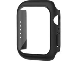 Full Cover Tempered Glass Screen Protector Cover Case Bumper Hoesje Geschikt Voor Apple Watch Series 4/5/6/SE 40mm - zwart