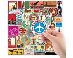 100 reizen en landen Sticker-Stickers voor laptop,koffers,koelkasten, kleerkasten, muren-watertight en weerbestendig
