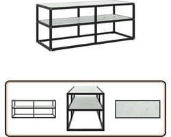 vidaXL Tv-meubel - Wit marmerglas - 100x40x40 cm - Zwart Televisie Kast - Tv Meubilair - Stereo Kast - Vitrinekast - Woonkamer Decoratie