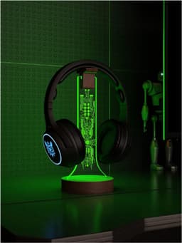 Oplichtende Hoofdtelefoon Stand - Gaming Headset Houten Houder - RGB Met 16 Kleur Lichten - Voor Bureau & Game Room Decor — thumbnail 4