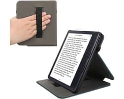 kwmobile e-reader hoesje geschikt voor Kobo Libra Colour hoes - E reader flip case van kunstleer - Ereader cover met handgrip en stand - In petrol