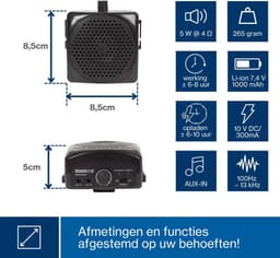 HQ-Power Draagbare stemversterker, met headset en draagriem, 5 W, zwart — thumbnail 3