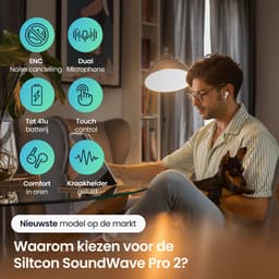 Siltcon® SoundWave Pro 2 - Oortjes Draadloos - Draadloze Oordopjes – Bluetooth Oordopjes – Oordopjes Draadloos – Oortjes - Oordopjes - Draadloze Oortjes Bluetooth - Noise cancelling ENC - Universeel - BT 5.4 - Wit — thumbnail 2