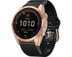 Stravo Siliconen Horlogebandje voor Garmin Fenix 5S/5S Plus/5S Sapphire, 6S/6S Pro/6S Sapphire, 7S & 8 (43mm) – QuickFit 20 – Elegant Zwart Bandje met Uitgehold Bloemenpatroon – Compatibel met Garmin Smartwatches