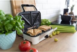 MPM 3-in-1 RVS Tosti-ijzer, Contantgrill en Wafelijzer met Hoog Vermogen (1200W) inclusief Temperatuurregeling Wit — thumbnail 5