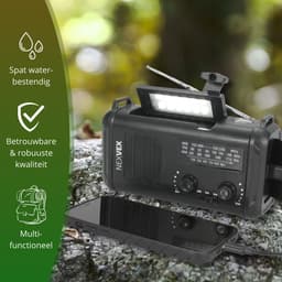 Nexvex® Pulse 1X Noodradio Powerbank 10000mAh - Solar Powerbank Zonneenergie - Noodpakket - Survival Kit Kamperen - Militaire Zaklamp LED Oplaadbaar - Draagbare Radio Wandelen - Leeslamp - Nood Kompas - Opwindbaar - Zonnepaneel - Noodrantsoen - Groen — thumbnail 2
