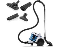 ETA Ambito Stofzuiger zonder Zak met ECO-motor en Opzetstukken – HEPA 12 Filter – Actieradius 8 Meter – 360° Draaibaar – 1,5 Liter – Wit