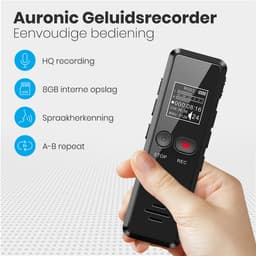Auronic Digitale Voice Recorder - Dictafoon - 8GB Opslag - Ruisonderdrukking - USB Oplaadbaar - Afluisterapparatuur - Zwart — thumbnail 2