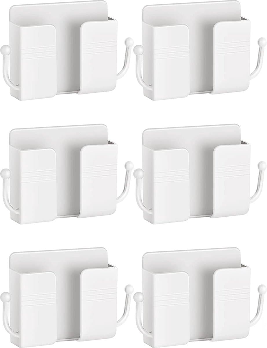 Afstandsbediening Houder - 6 Stuks - Wit - AB Houder- Houder voor Afstandsbediening voor aan de Muur - Remote Controll Holder — afbeelding 1